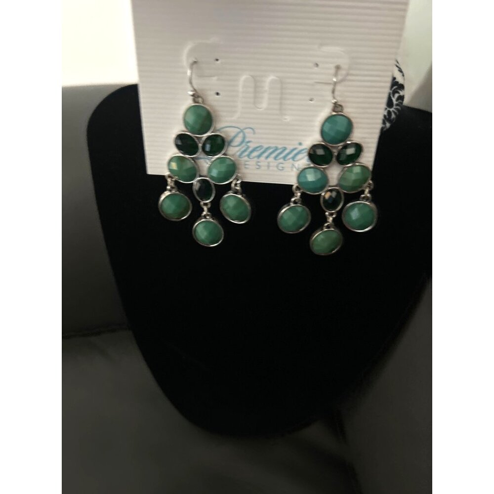 Premiere Designs Green Gemstone Dangle Earrings
